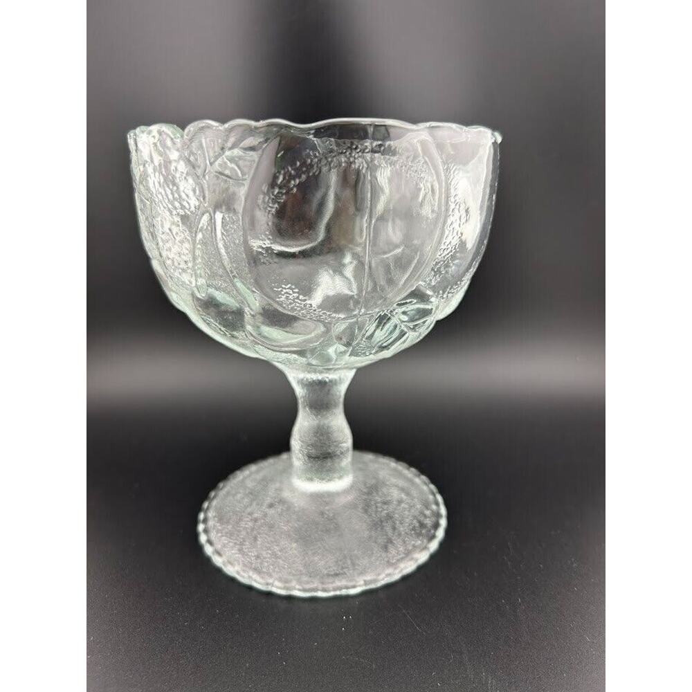 5 Vtg Toscany Glass Pedestal Fruit Dessert Dish Country Harvest Pattern 12oz